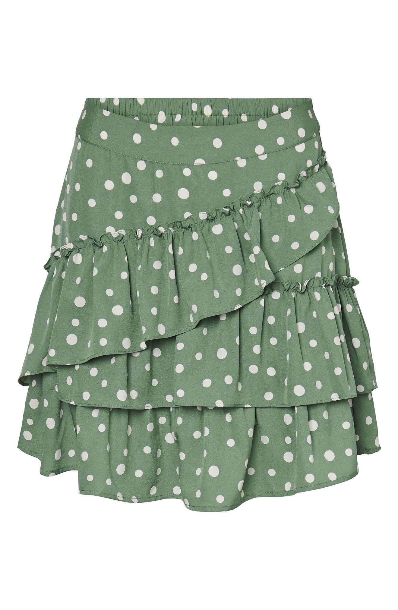 Vero Henna High Waist Short Frill Skirt In Dark Ivy | ModeSens