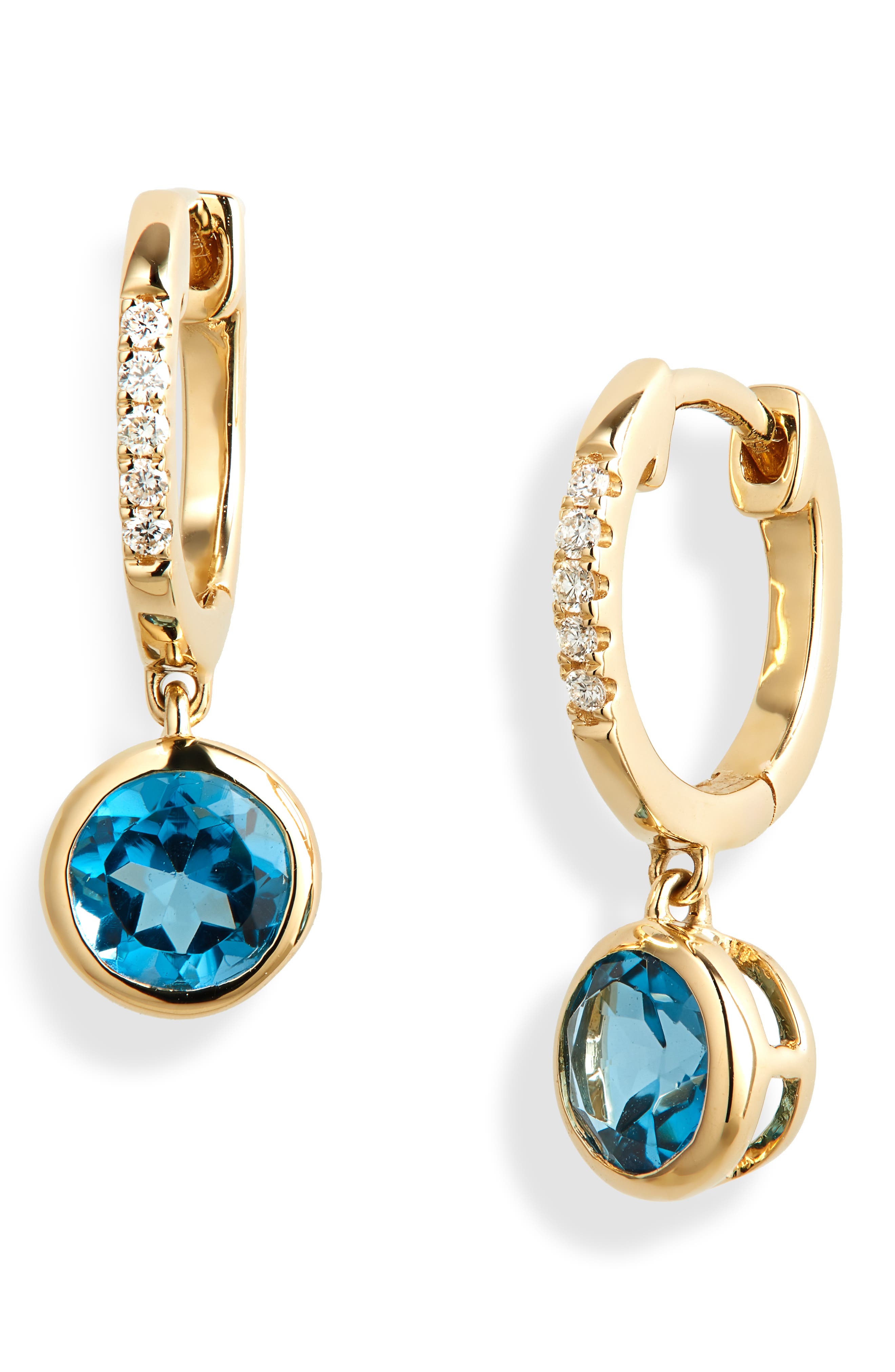 gold earrings with topaz