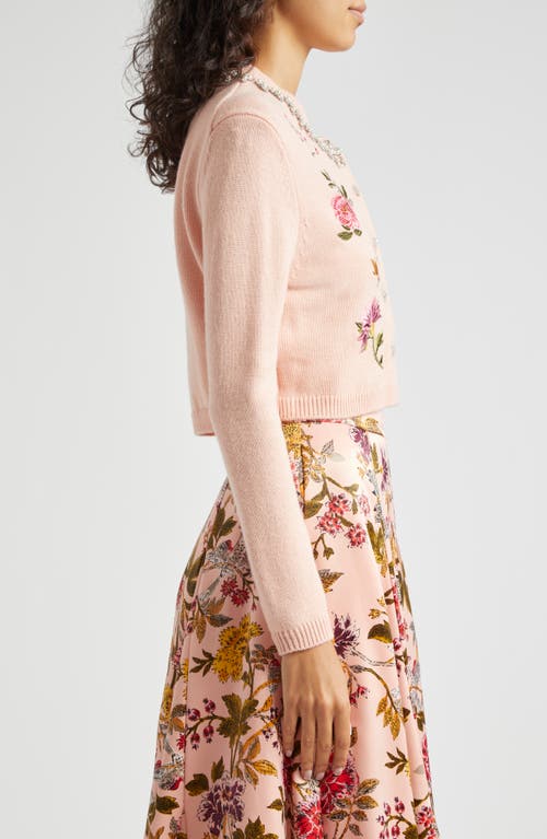 Shop Cinq À Sept Isolde Floral Embroidery Cardigan In Soft Pink Multi