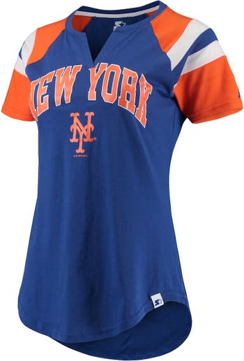 Men's Nike Orange/Royal New York Mets Game Authentic Collection Performance  Raglan Long Sleeve T-Shirt
