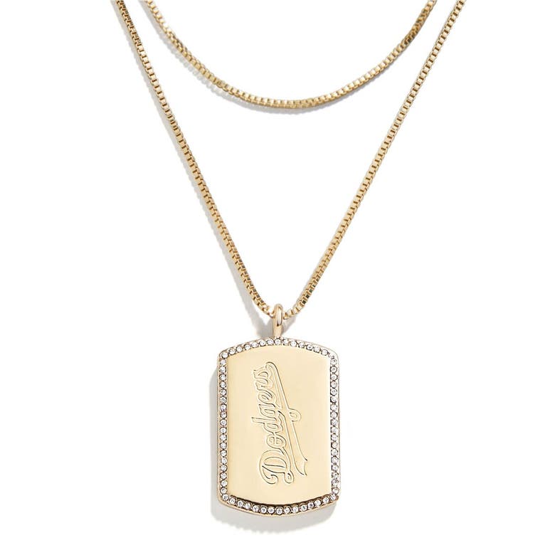 Shop Wear By Erin Andrews X Baublebar Los Angeles Dodgers Dog Tag Necklace In Gold