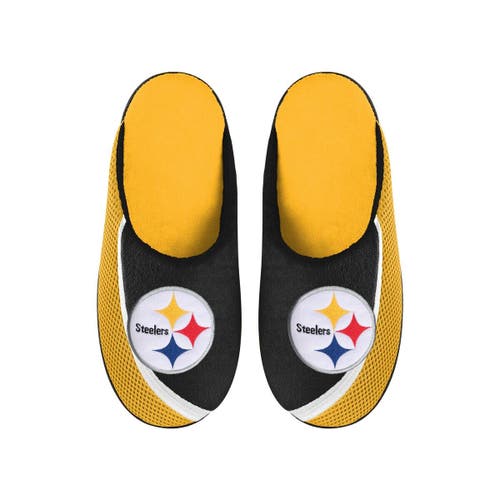 Men's FOCO Pittsburgh Steelers Big Logo Color Edge Slippers in Yellow