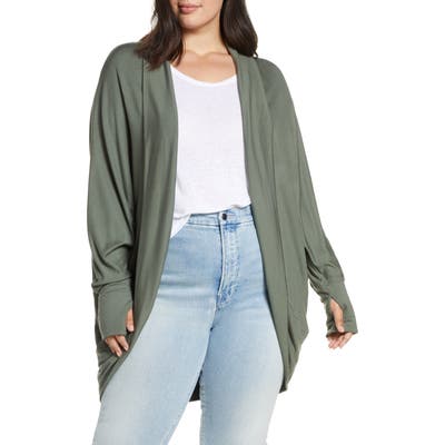 Plus Size Caslon Off Duty Knit Cardigan, Green