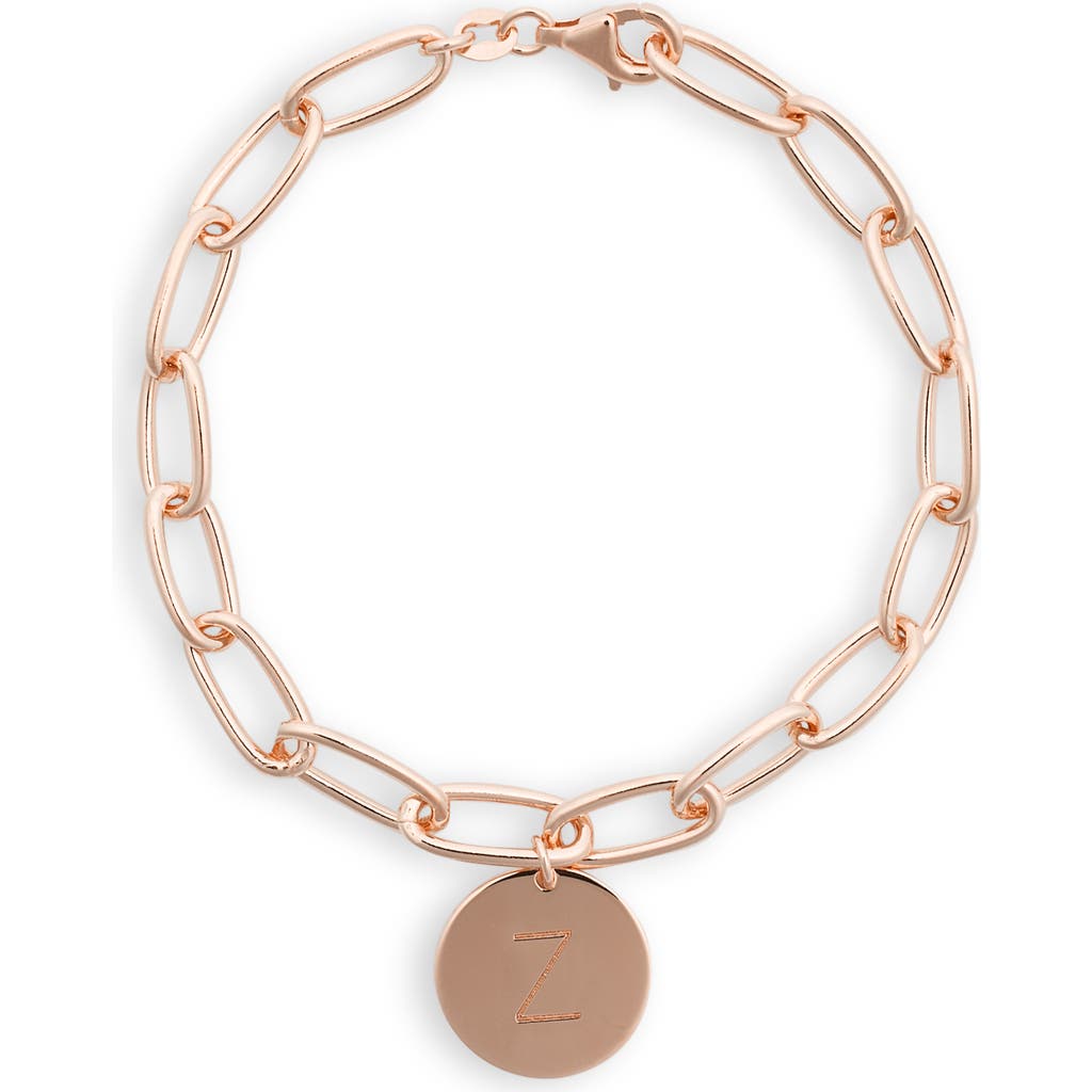 Meshmerise Initial Disc Charm Bracelet In Rose-z