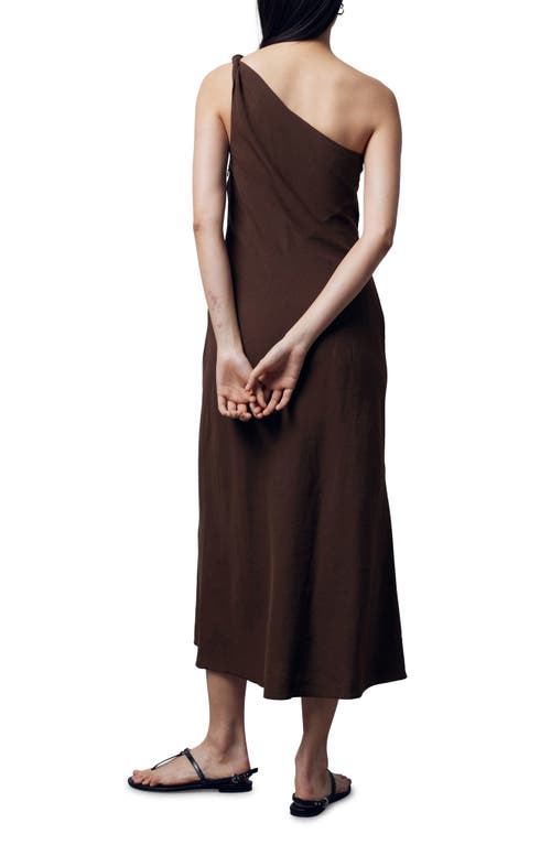 Shop & Other Stories One-shoulder Midi Dress In Brown Dark