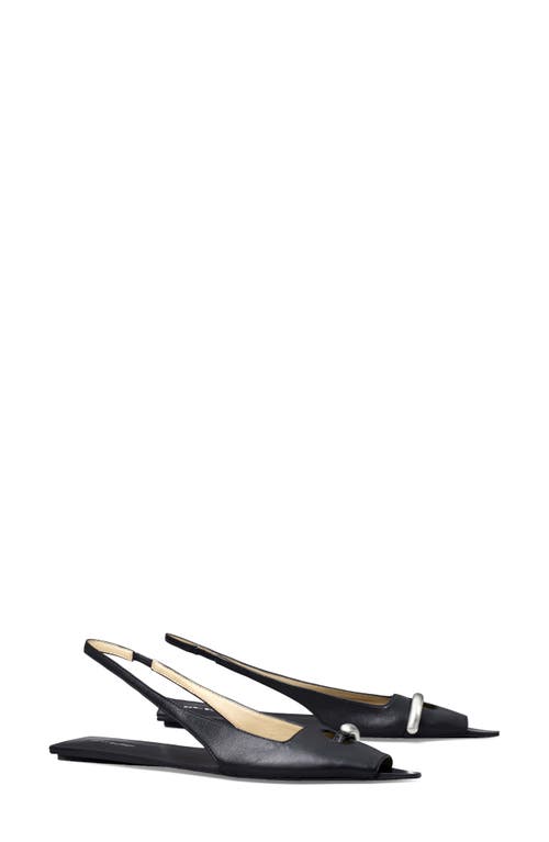 Tory Burch Pierced Slingback Open Toe Flat /Silver at Nordstrom,