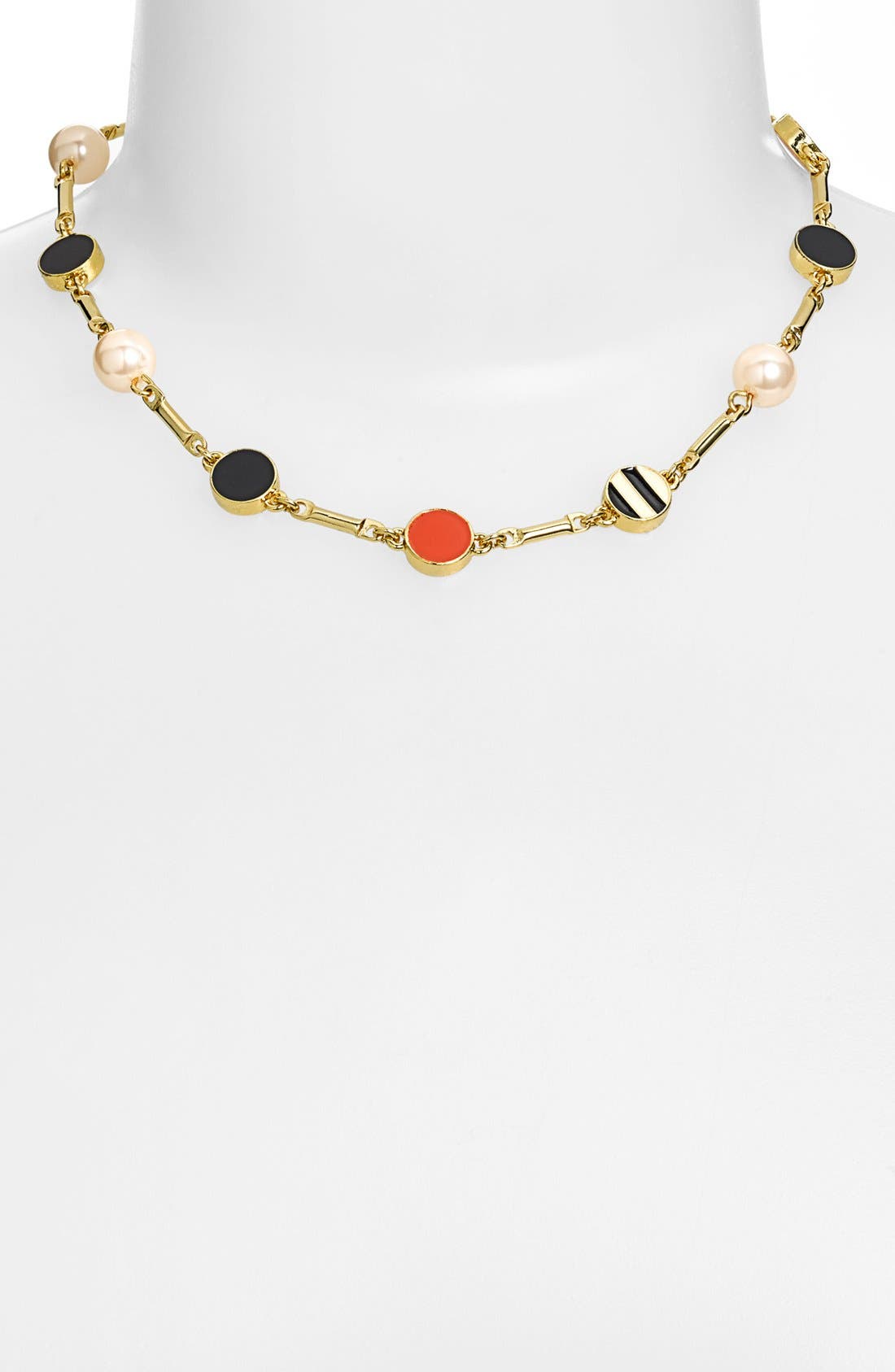 kate spade new york 'spot the shore' enamel & faux pearl collar