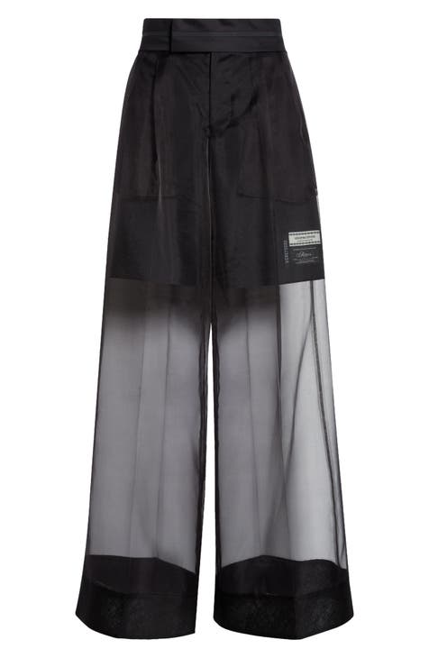 Pure Silk Wide Leg Women's Pants with Elastic Waist Design