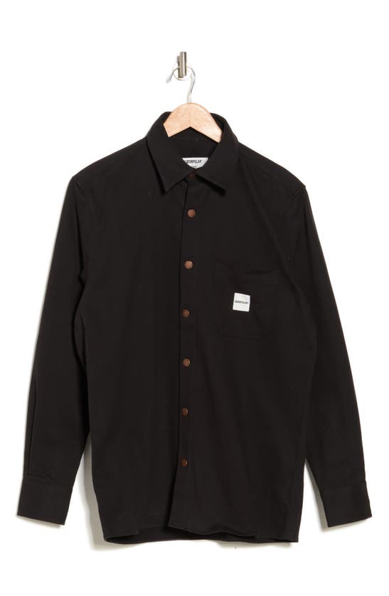 Shop Cat Wwr Twill Button-up Shirt In Black