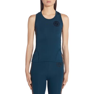 Fendi Ff Logo Racerback Fitness Tank, US / 46 IT - Blue