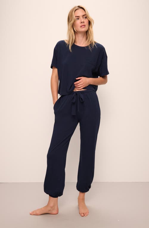 Shop Eberjey Solid Crop Pajama Pants In Navy