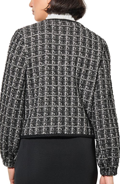 Shop Ming Wang Bishop Sleeve Tweed Jacket In Black