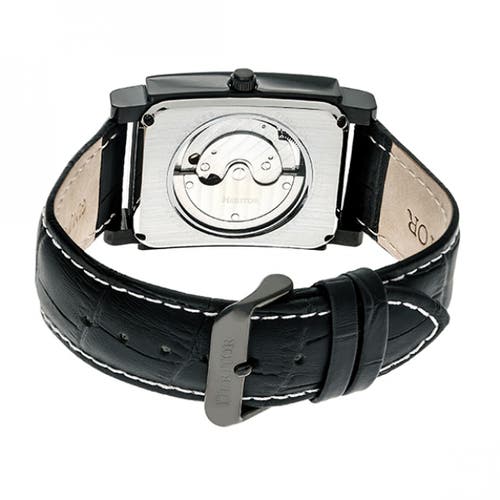 Heritor Automatic Frederick Leather-band Watch In Black