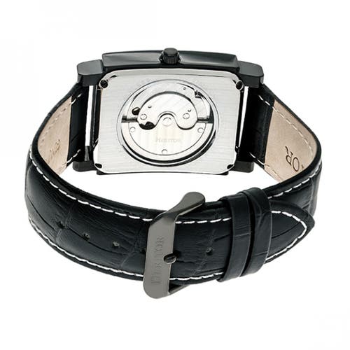 Shop Heritor Automatic Frederick Leather-band Watch In Black