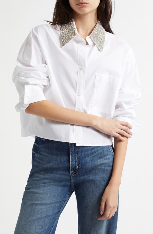Twp Little Big Joe Crystal Embellished Cotton Button-up Shirt In White