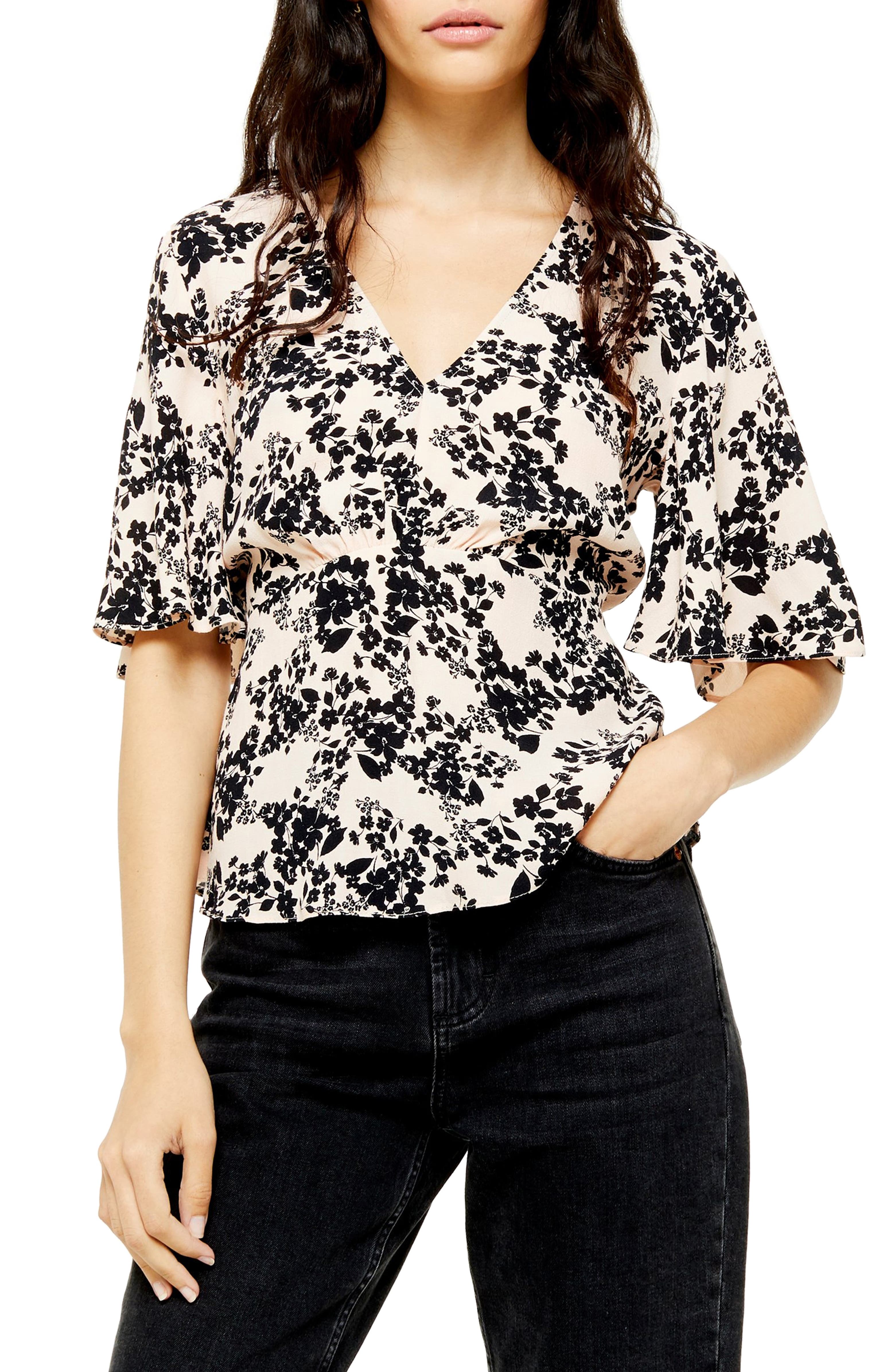 Topshop Austin Black Meadow Floral Blouse | Nordstrom