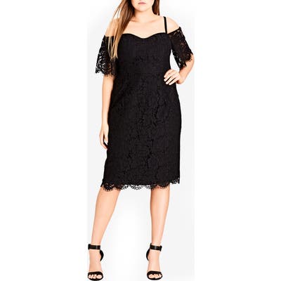 Plus Size City Chic Lace Whisper Dress, Black