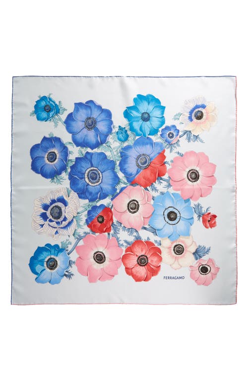 Shop Ferragamo Anemone Flower Silk Scarf In Azur/rose