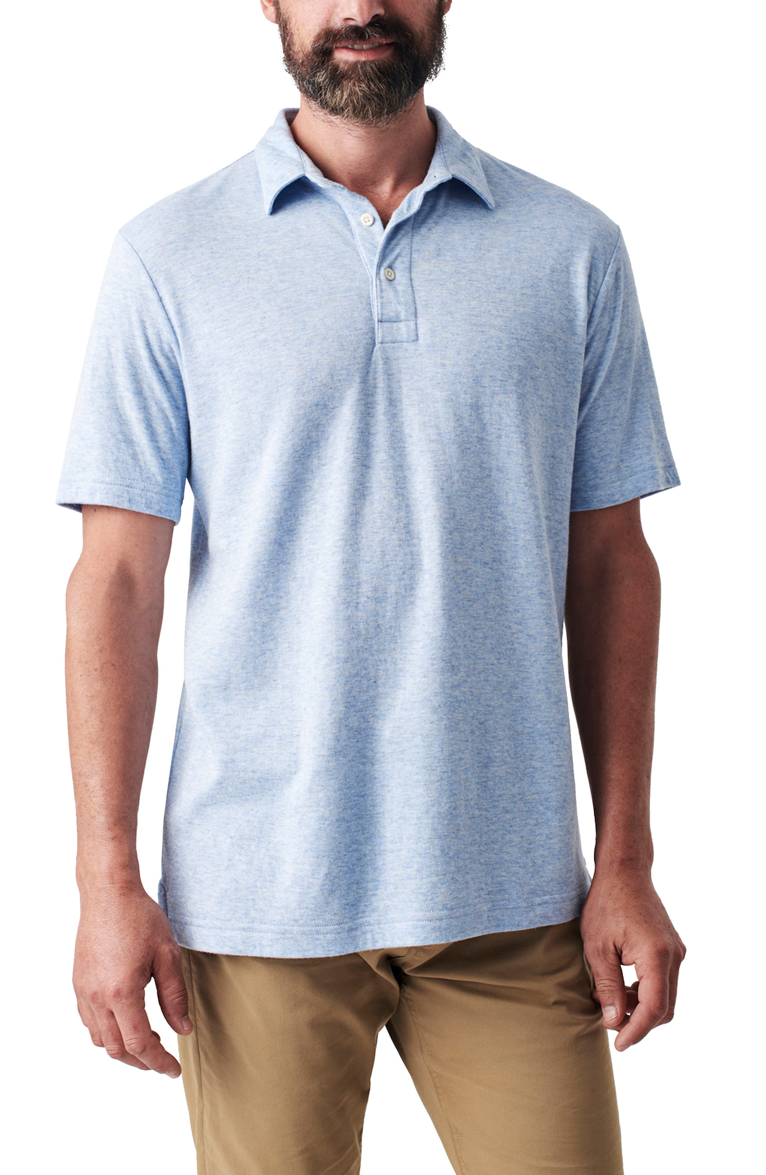 tall in Blue for Men Mens Clothing T-shirts Polo shirts Faherty Cotton Short-sleeve Movementtm Polo Shirt 