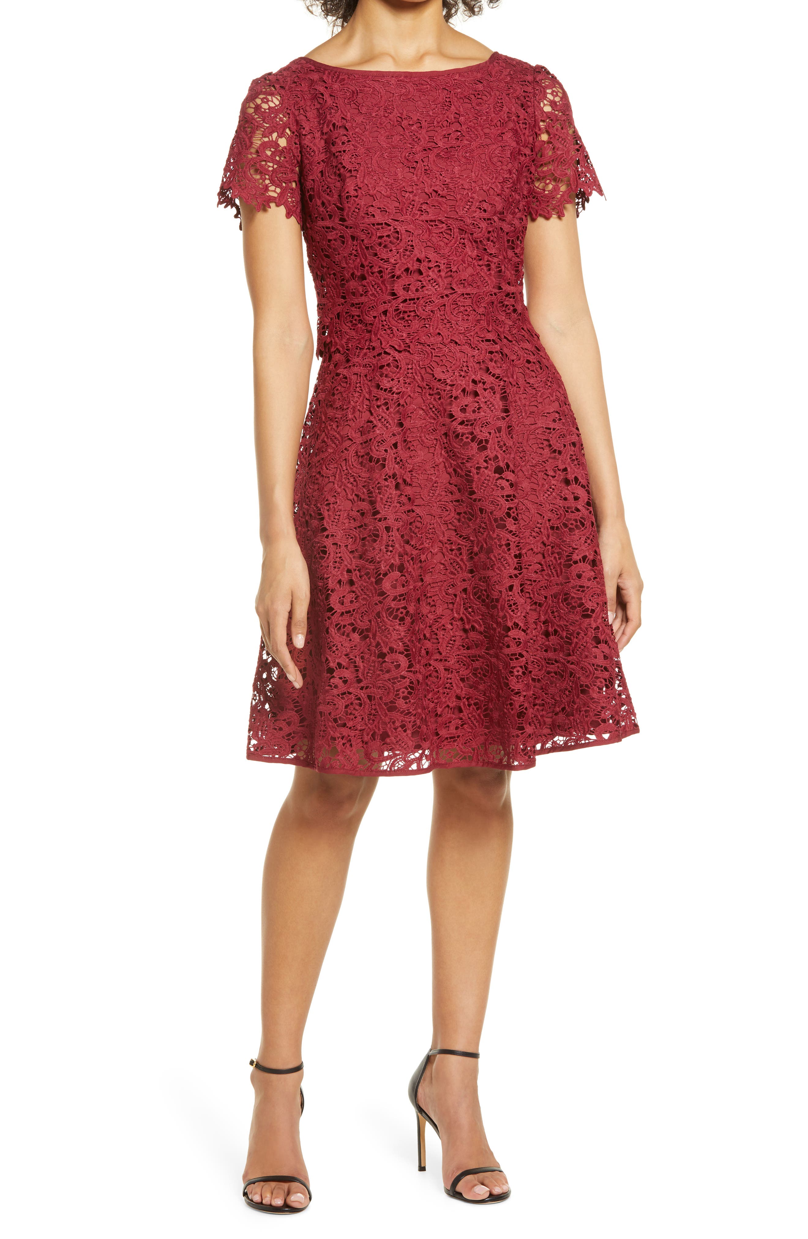 burgundy lace dress | Nordstrom
