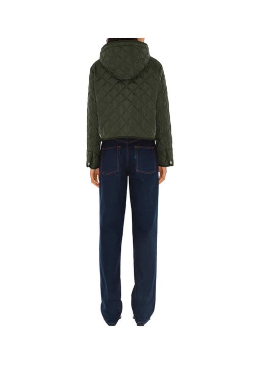 Burberry Cropped Quilted Nylon Hooded Jacket In Loch