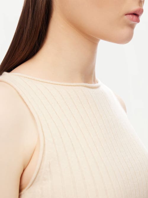 Gobi Mongolian Cashmere Organic Color Cashmere Crop Top In Off White