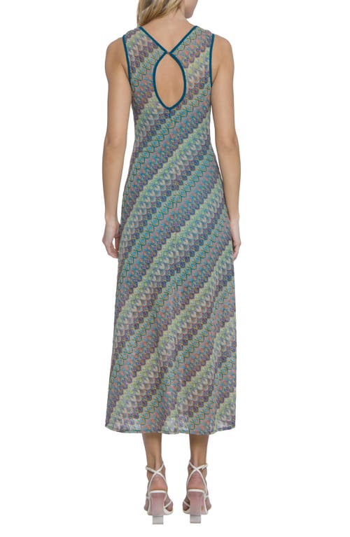 Shop Donna Morgan For Maggy Cutout Stripe Knit Midi Dress In Pink/blue/green Multi