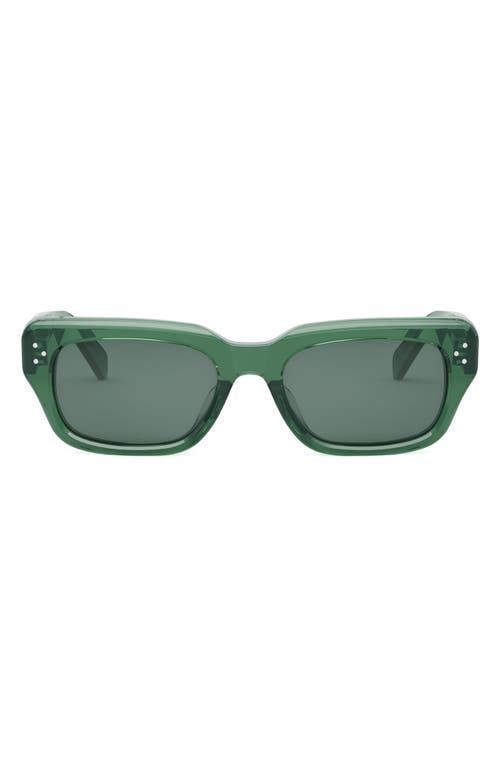 CELINE Bold 3 Dot Rectangular Sunglasses in Shiny Dark Green /Green at Nordstrom