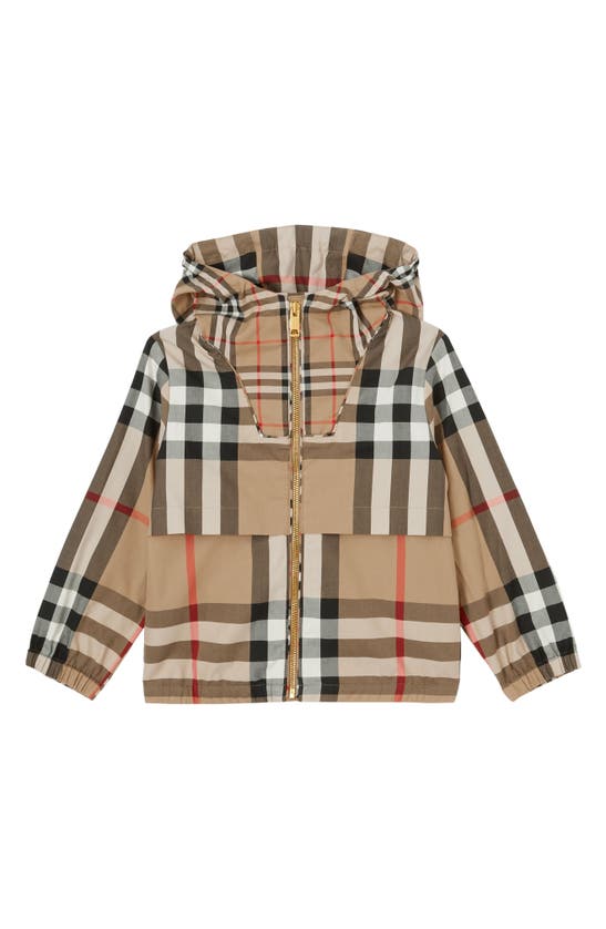 Burberry Kids'  Childrens Contrast Check Cotton Hooded Jacket In Neutrals