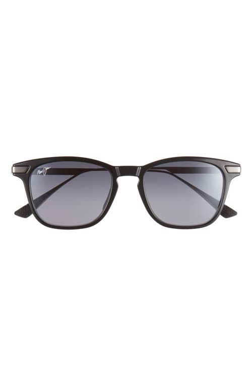 Maui Jim Manaolana 51mm Polarized Square Sunglasses in Shiny Black W/Gunmetal at Nordstrom