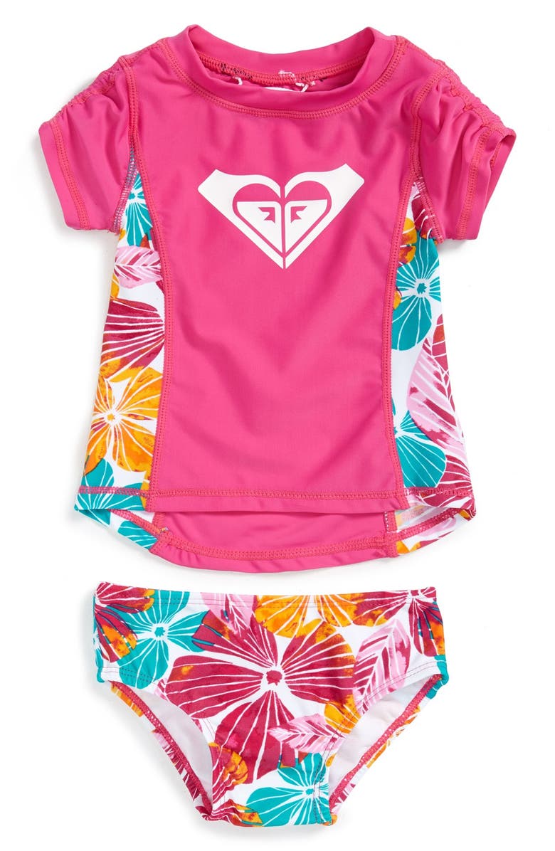 Roxy Two-Piece Rashguard Swimsuit (Baby Girls) | Nordstrom