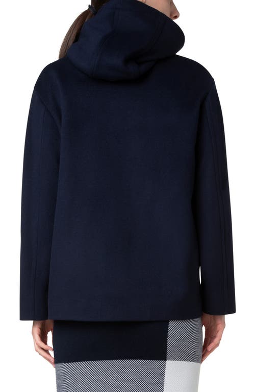 Akris Punto Felted Wool Blend Hooded Jacket In Navy