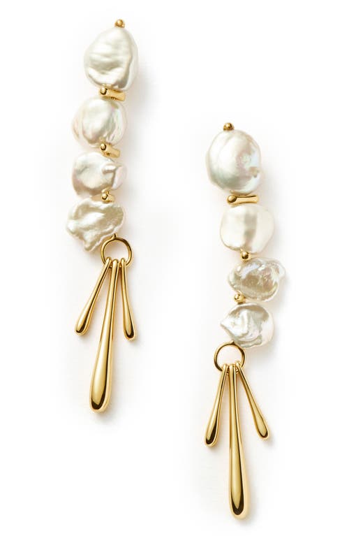 Missoma Keshi Pearl Drop Earrings in Gold 