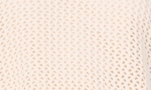 Vince Camuto Open Stitch Short Sleeve Cotton Sweater In Milk
