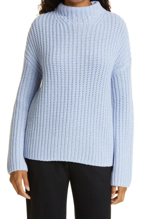 Vince Ribbed Wool & Cashmere Blend Mock Neck Sweater in Light Peri Blue