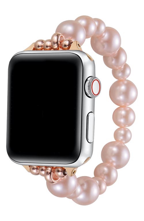 The Posh Tech Maeve 38mm Imitation Pearl Apple Watch® Bracelet Watchband In Rose Gold
