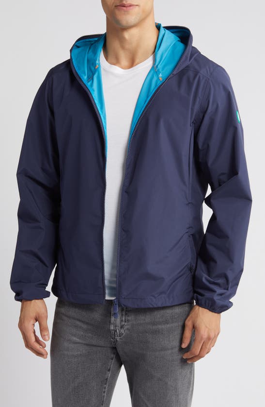 Shop Save The Duck Zayn Hooded Rain Jacket In Navy Blue
