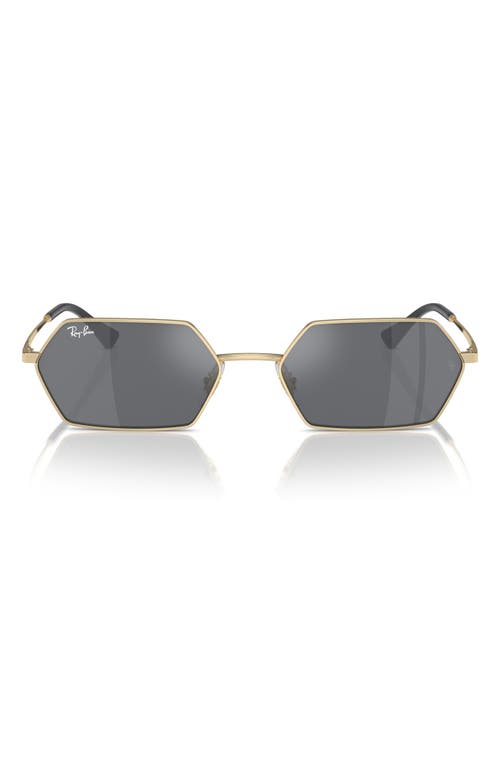 Ray-Ban Yevi 58mm Rectangular Sunglasses in Light Gold at Nordstrom