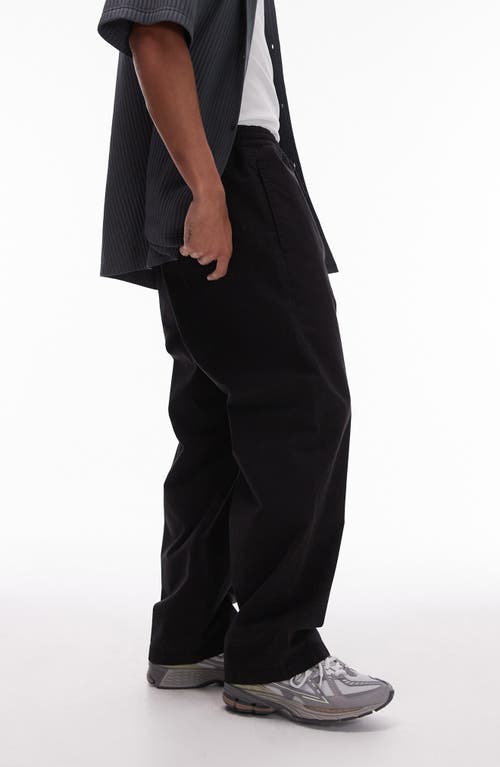 Shop Topman Wide Leg Drawstring Pants In Black