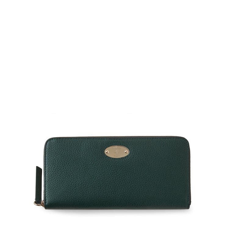 Shop Mulberry Plaque 8 Card Leather Zip Wallet In  Green