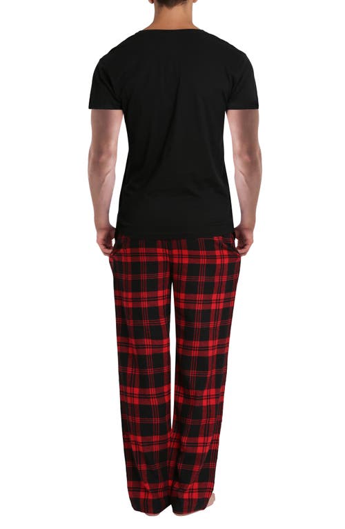 Sleephero Short Sleeve Flannel Pajamas In Red Buffalo Check