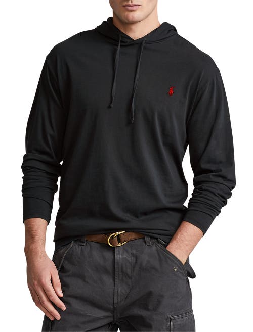 Shop Polo Ralph Lauren Jersey Hooded Long-sleeve T-shirt In Polo Black