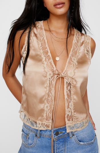 Lace satin tank online