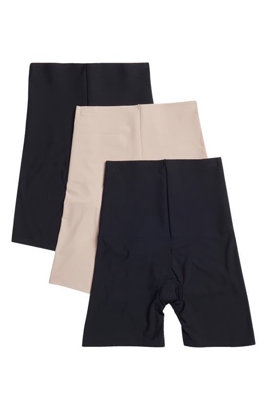 Skinny Girl 3-pack Perforated Breathable Slip Shorts In Black/ Ondine Blush/ Black
