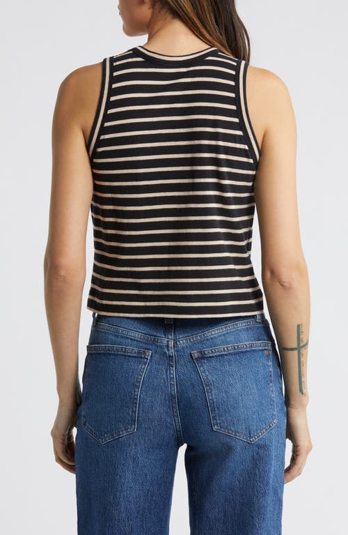 Shop Rails Stripe Cotton Tank In Black Ivory Stripe