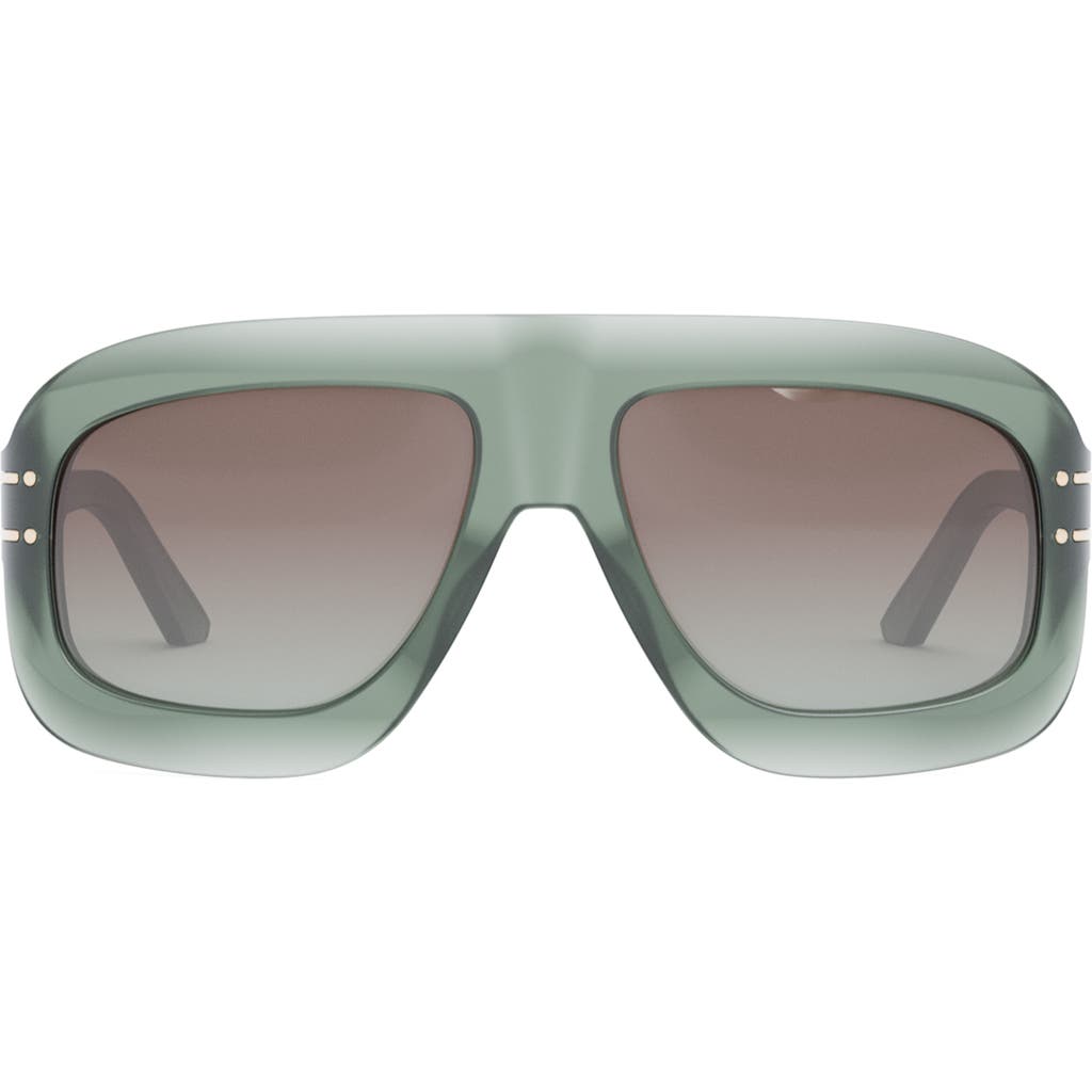 Dior 'signature M1u 58mm Rectangular Sunglasses In Light Green/gradient Brown