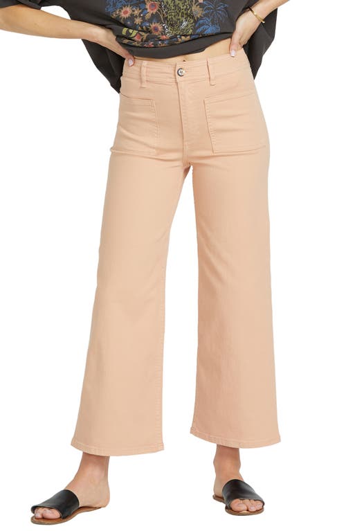 Shop Billabong Free Spirit Stretch Cotton Crop Wide Leg Pants In Clay