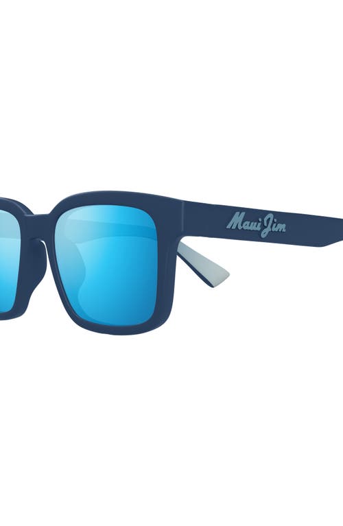 Maui Jim Opiopio Af 54mm Polarizedplus2® Rectangular Sunglasses In Matte Dark Blue