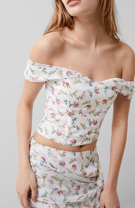 French Connection Floriana Hallie Floral Off The Shoulder Top In Summer White