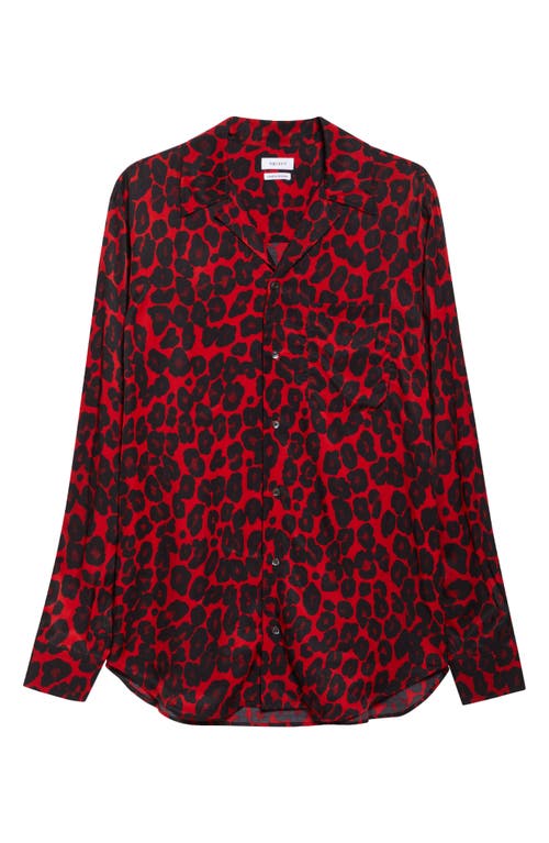 Shop Alexander Mcqueen Leopard Print Camp Shirt In Red/black/burgundy